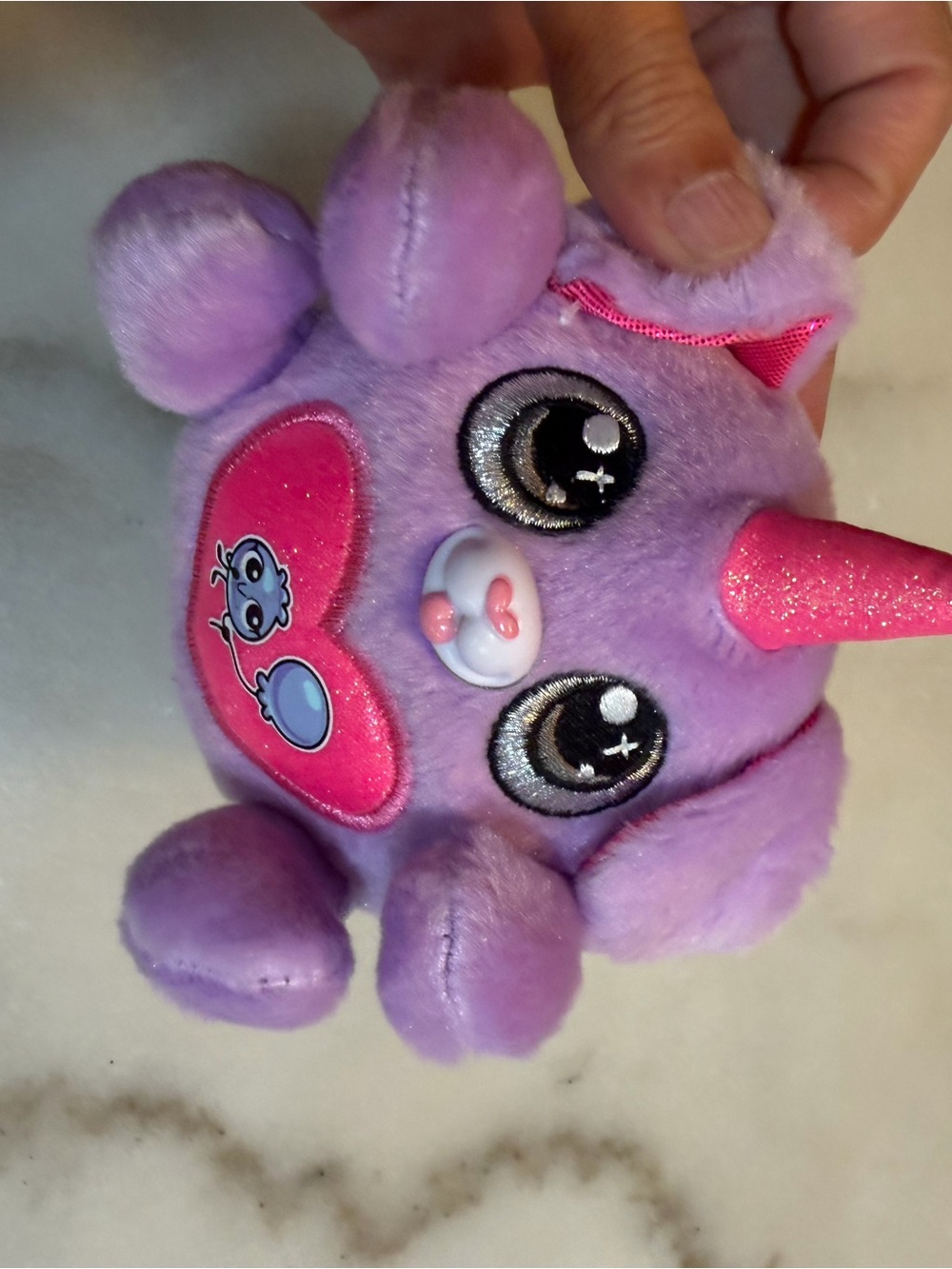 Ty Purple Plush Unicorn Small Pet Toy with Pink Horn